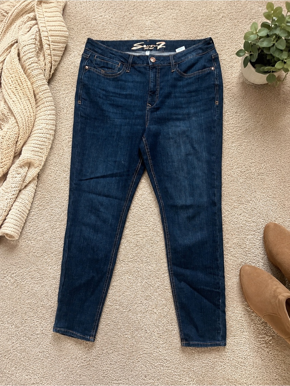 👖Seven7 Bombshell High Rise Skinny Jeans Women’s Size 12 Dark Wash Stretch Denim